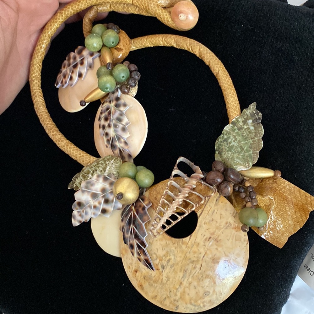 Vintage statement necklace earrings set nature art nouveau